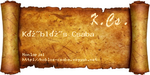 Köblös Csaba névjegykártya